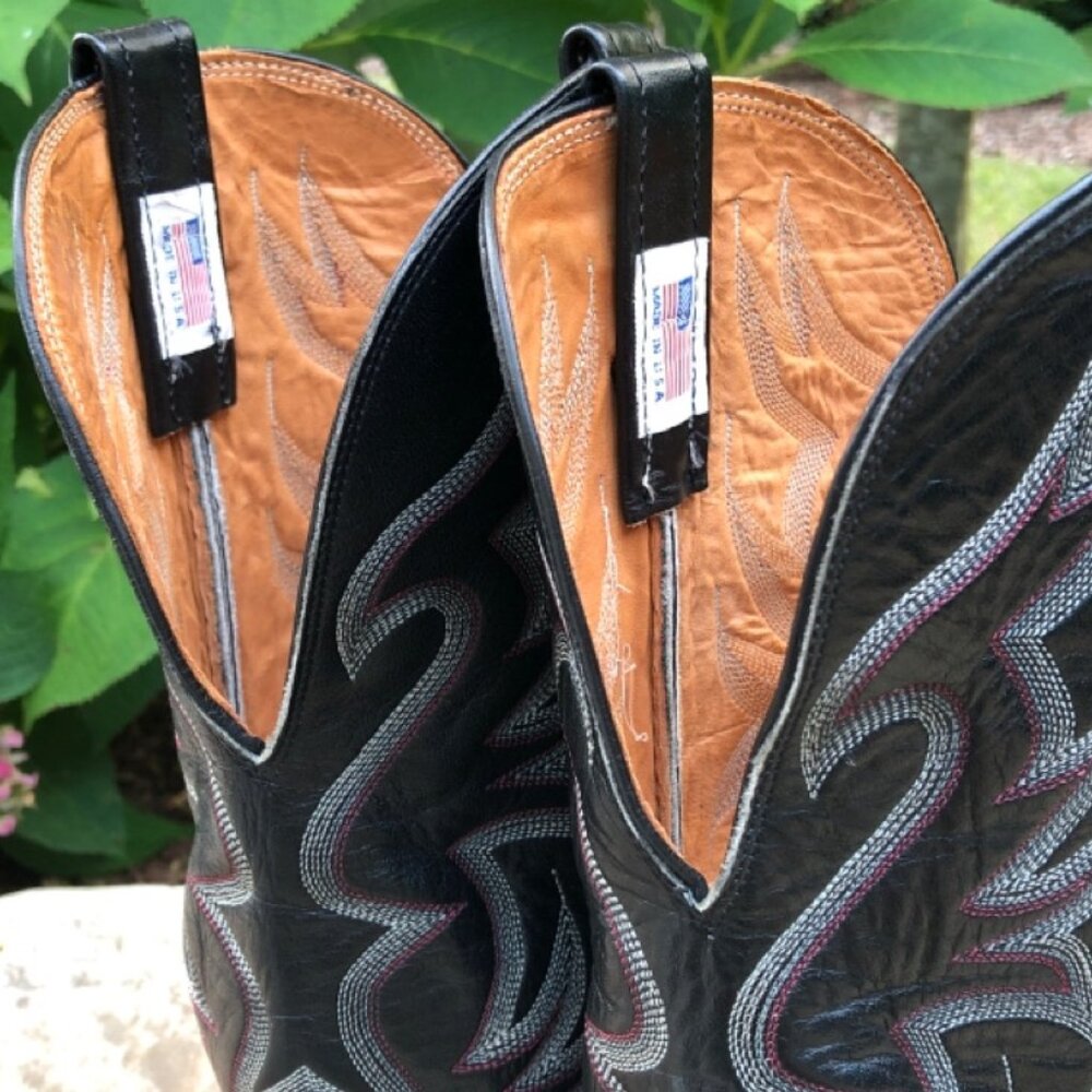 Vintage Nocona Genuine Black Cowhide Leather Boots, Men's, Size 11D - Picture 10 of 16